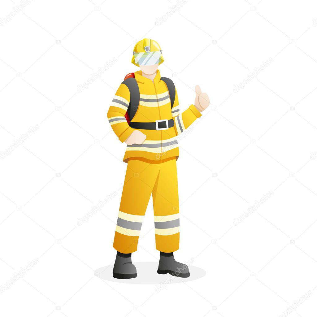 Vector illustration of Man who work as firefighter