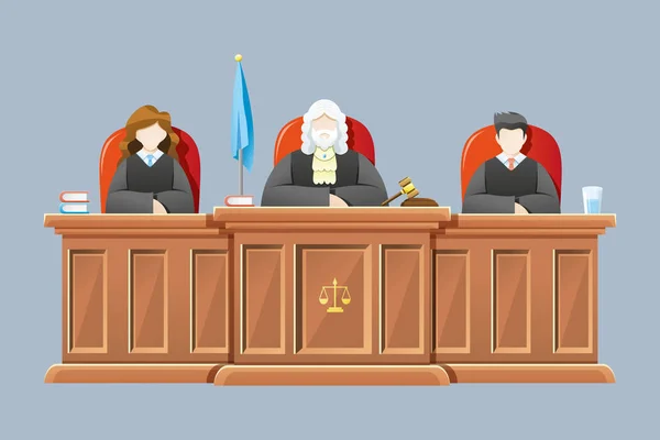 Ilustración vectorial Tribunal Supremo con jueces — Vector de stock