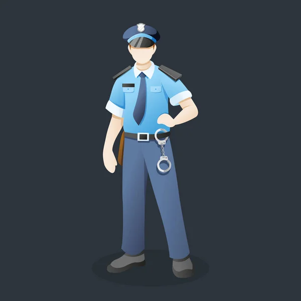 Officier de police avec pose debout — Image vectorielle