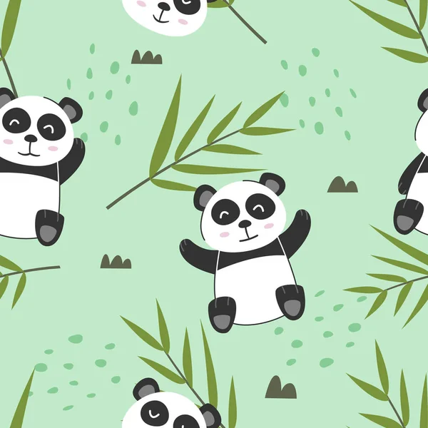 Aanbiddelijke kleine panda naadloos patroon — Stockvector