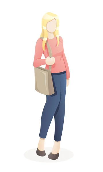 Retrato de una joven que va de compras con eco bag — Vector de stock