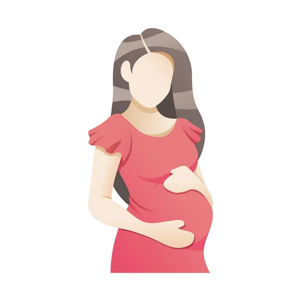 Vector Illustration Beautiful Pregnant Woman Happy Pregnancy Beautiful Pregnant Mom — Stock Vector