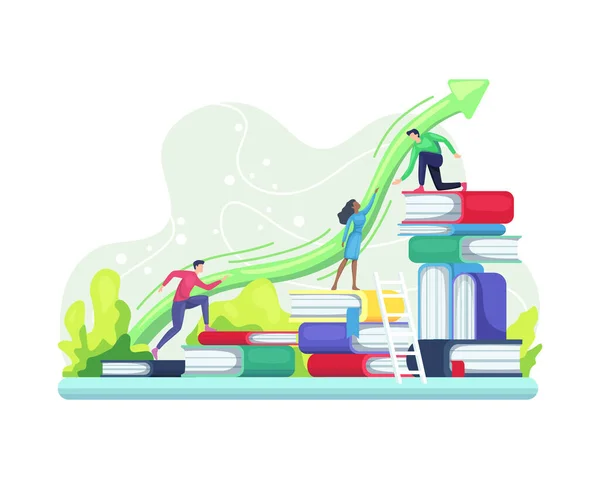 People Climbing Books Level Education Concept Business Success Skill Staff — Stock Vector