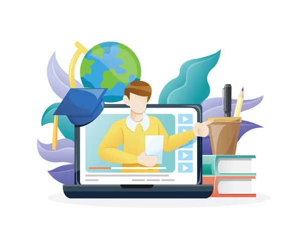 Vector Illustratie Online Onderwijs Learning Concept Online Opleidingen Specialisatie Universitaire — Stockvector