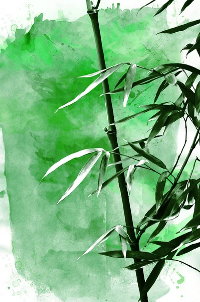 Green watercolor bamboo