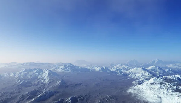 3d renderizado Arte Espacial: Planeta Extraterrestre - Un Paisaje de Fantasía congelado con cielos azules —  Fotos de Stock