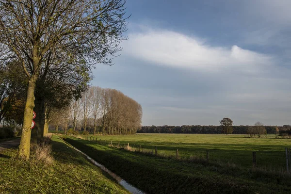 Paisagem de outono. Céu azul sobre um campo vazio. — Fotografia de Stock