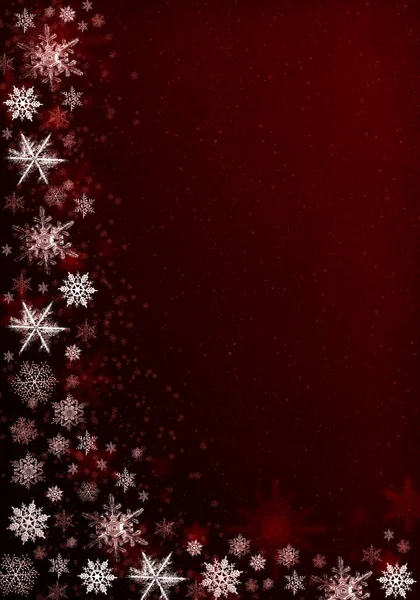 Red Winter Background with snowflakes. Christmas card. — Stock Photo, Image