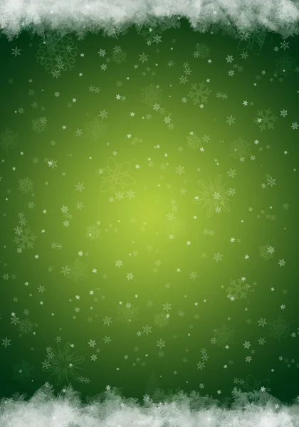 Zielona zima Tło z płatków śniegu dla własnych kreacji — Zdjęcie stockowe