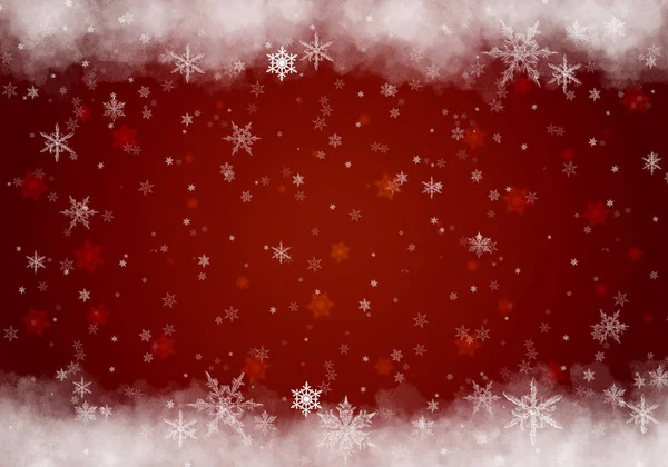 Red Winter Hintergrund mit Schneeflocken. Weihnachtskarte. — Stockfoto