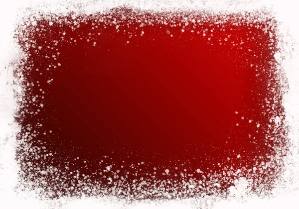 Fond rouge d'hiver avec flocons de neige. Carte de Noël. — Photo