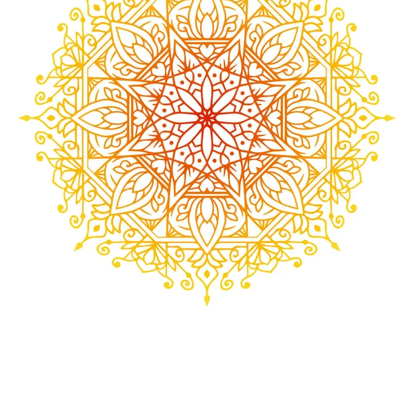 Mandala rotundă gradient pe fundal alb izolat. Vector boho mandala în culori galbene și portocalii. Mandala cu modele florale. Șablon de yoga — Fotografie, imagine de stoc