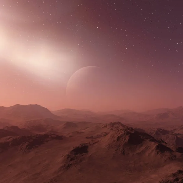 3D wytopione przestrzeń sztuki: Alien Planet - A Fantasy Krajobraz — Zdjęcie stockowe