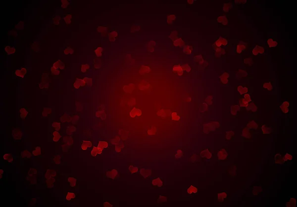 Soyut kırmızı kalp bokeh, aydınlatma efektli sevgililer günü arkaplanı.