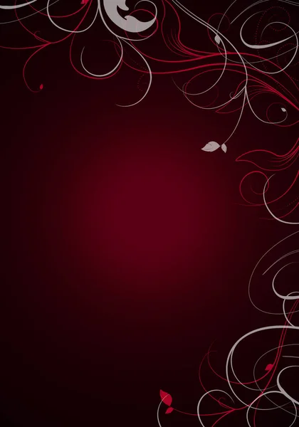 Elegante fondo negro y rojo con remolinos y pequeñas hojas y espacio para su texto —  Fotos de Stock