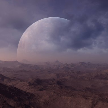 3d render Uzay Sanatı: Alien Planet - mavi gökyüzü ile Fantezi Manzara