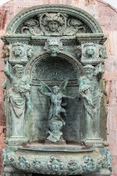 Fonte Bronze Medieval Com Figuras Anjos Marbella Andaluzia Espanha — Fotografia de Stock