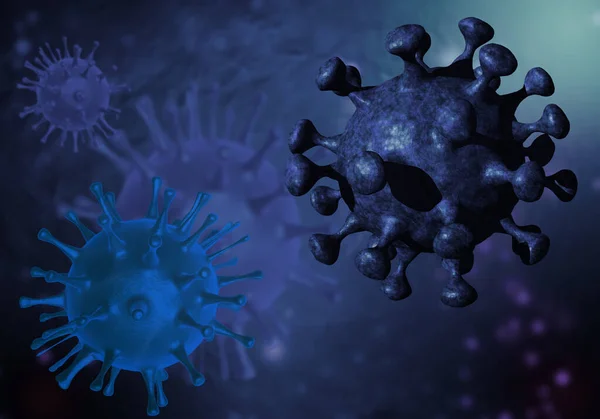 Renderização Células Virais Que Fluem Células Vírus Corona Concept Viral — Fotografia de Stock