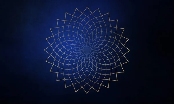 Lüks Altın Rengi Mandala Asil Mavi Bir Arka Plan Davetiye — Stok fotoğraf