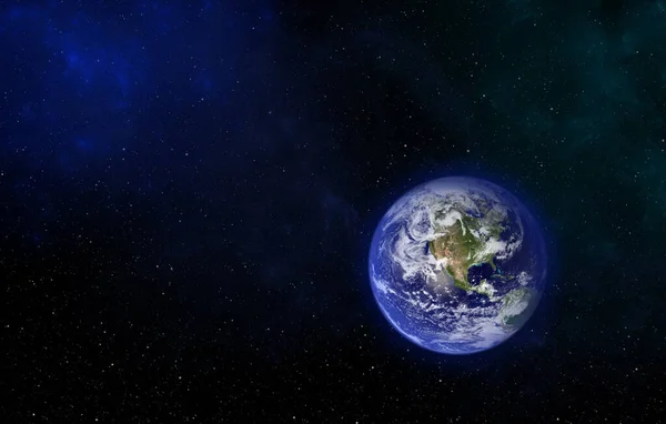 3d rendering: Planet Earth in outer space. Imaginary view of planet earth in a star field