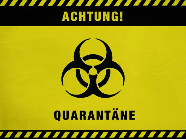 Známka Biologického Nebezpečí Němčině Covid Karanténa Pandemic Novel Coronavirus Epidemie — Stock fotografie