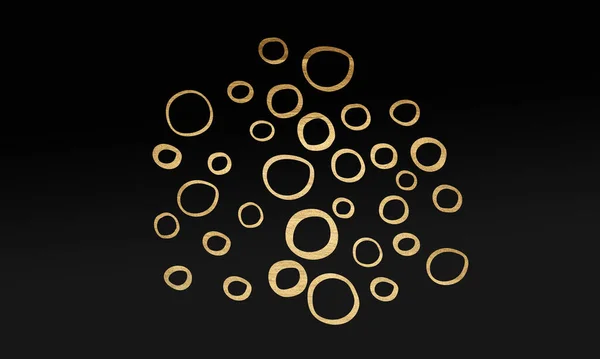 Black minimalistic abstract background. Business presentation, web banner backdrop. Circles with golden effect.