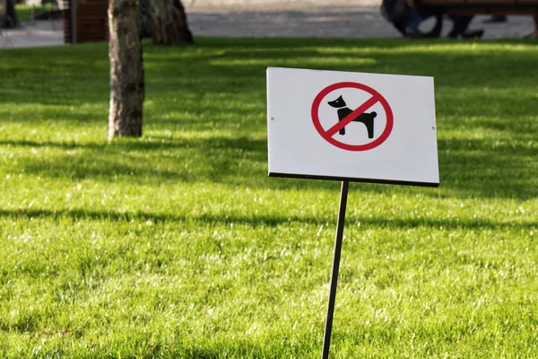 Собака не допускается знак в парке — стоковое фото