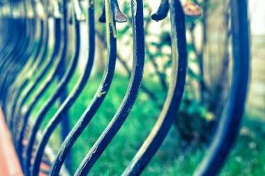 Yeşil çimenlerin üzerinde arka plan ile çit kavisli