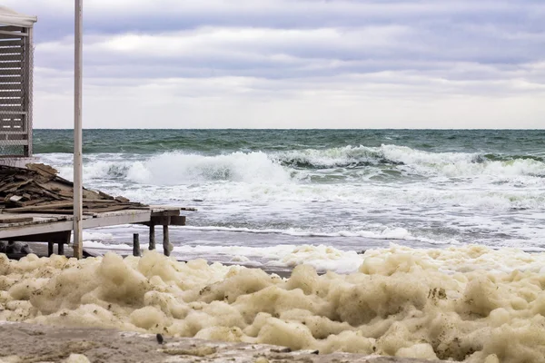 sea foam and powerful sea splash wave