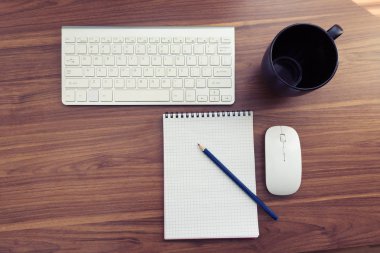 Üstten Görünüm ile Kırtasiye ofis ahşap tablo