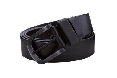 Mens haddelenmiş deri kemer ile metal toka izole üzerinde beyaz