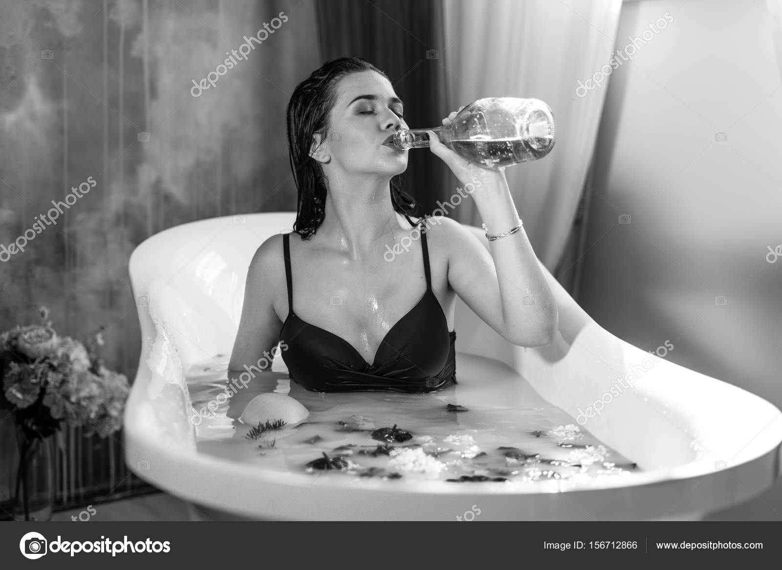 Champagne drinking Sexy girl