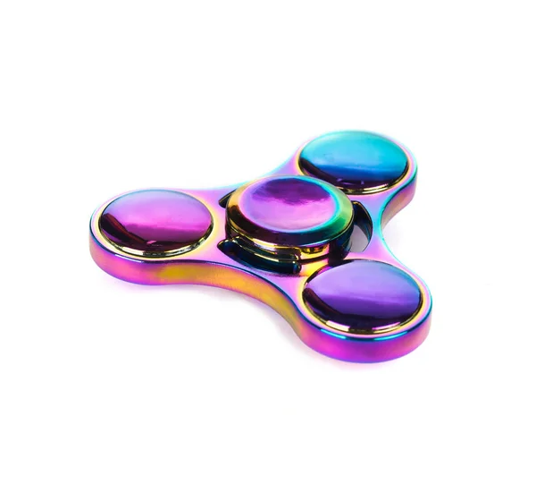 Versicoloured fidget spinner juguete aislado sobre fondo blanco — Foto de Stock