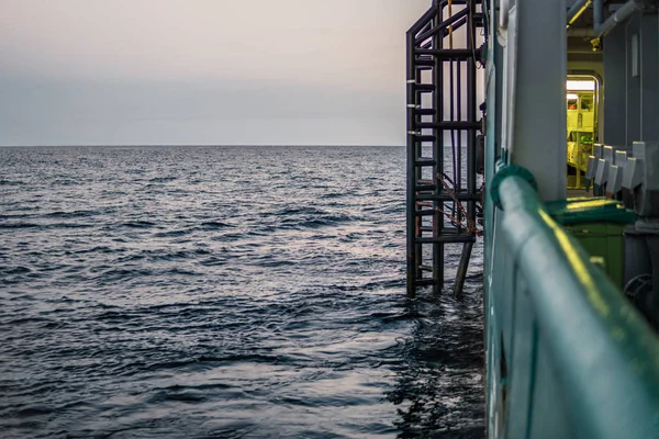 View from ship or vessel deck to open sea - heavy duty work at sea