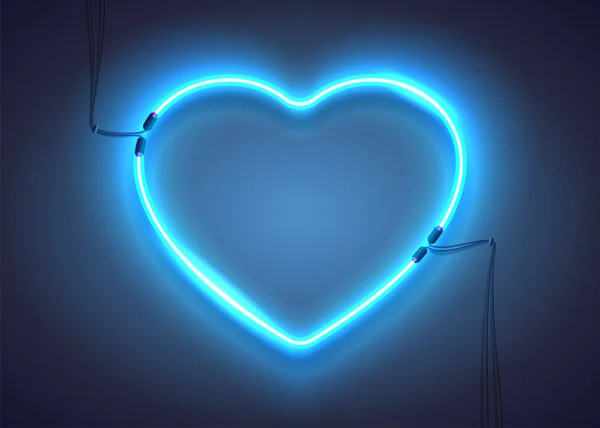 Blu cuore al neon-01 — Vettoriale Stock