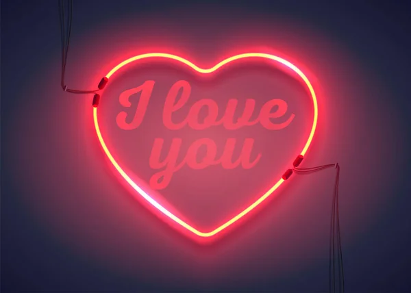 Neon kalp-01 aşk — Stok Vektör