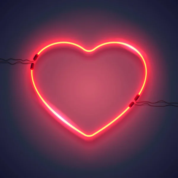 Lâmpada de néon coração-01 —  Vetores de Stock