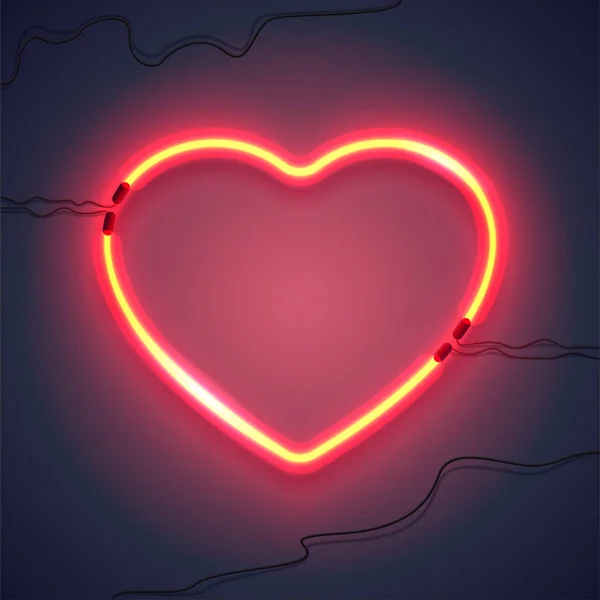 Neon lampada cuore-02 — Vettoriale Stock