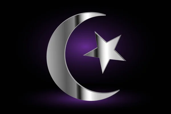 Símbolo Muçulmano, Símbolo Islâmico, Crescente e Estrela  , — Vetor de Stock