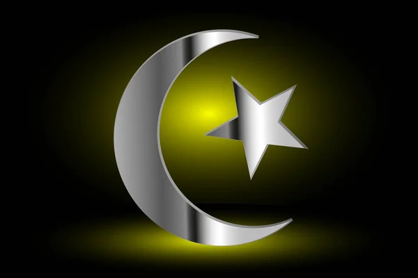 Мусульманский символ, символ ислама, полумесяц и звезда  , — стоковый вектор