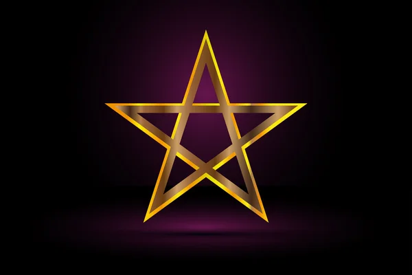 Gold pentagram , yellow pentagram , — Stock Vector