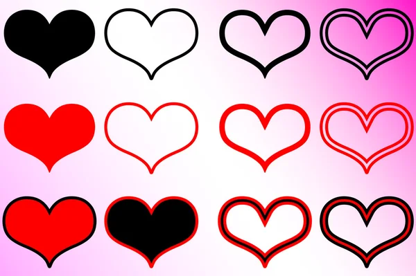 Hearts set , Valentine heart, — Stock Vector