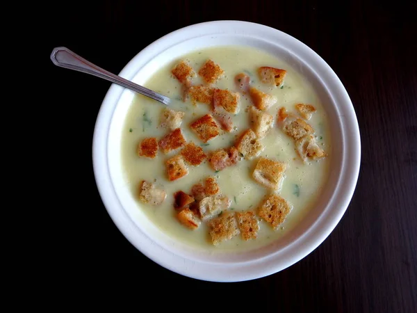 Sarımsak çorbası, krem sarımsak çorbası — Stok fotoğraf