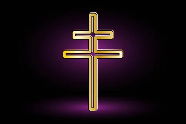Doppeltes religiöses Kreuz, christliches Doppelkreuz, — Stockvektor