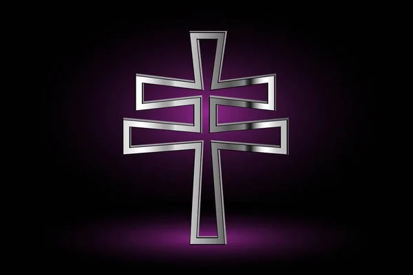 Doppeltes religiöses Kreuz, christliches Doppelkreuz, — Stockvektor