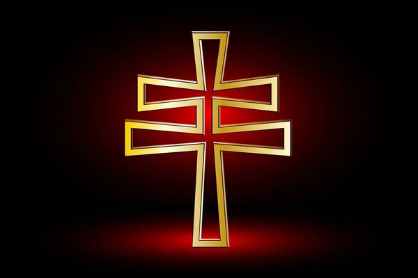 Doppeltes religiöses Kreuz, christliches Doppelkreuz, — Stockvektor