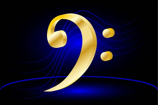 Music note stave and bass clef, — Stock Vector