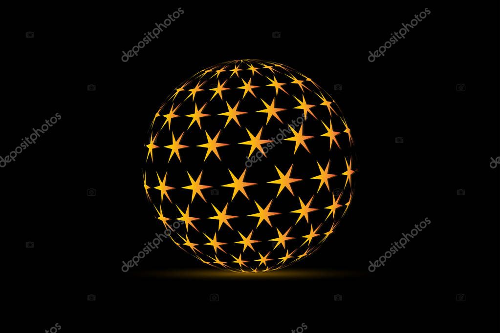 Star logo, Abstract vector globe and star logo
