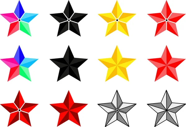 Conjunto de estrelas, estrelas de cores diferentes — Vetor de Stock