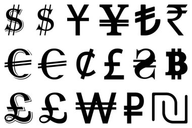 Set symbols of the leading world currencies vector illustration clipart